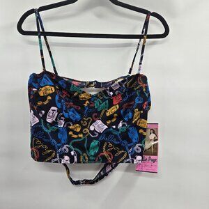 Bettie Page Tatyana Black Retro Telephone Swim Bikini Top 26W